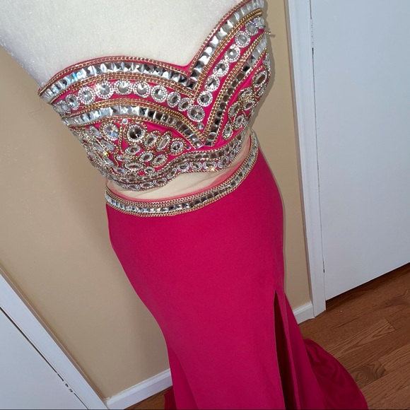 Madison James Pink Strapless Jeweled Top Dress - Picture 7 of 8